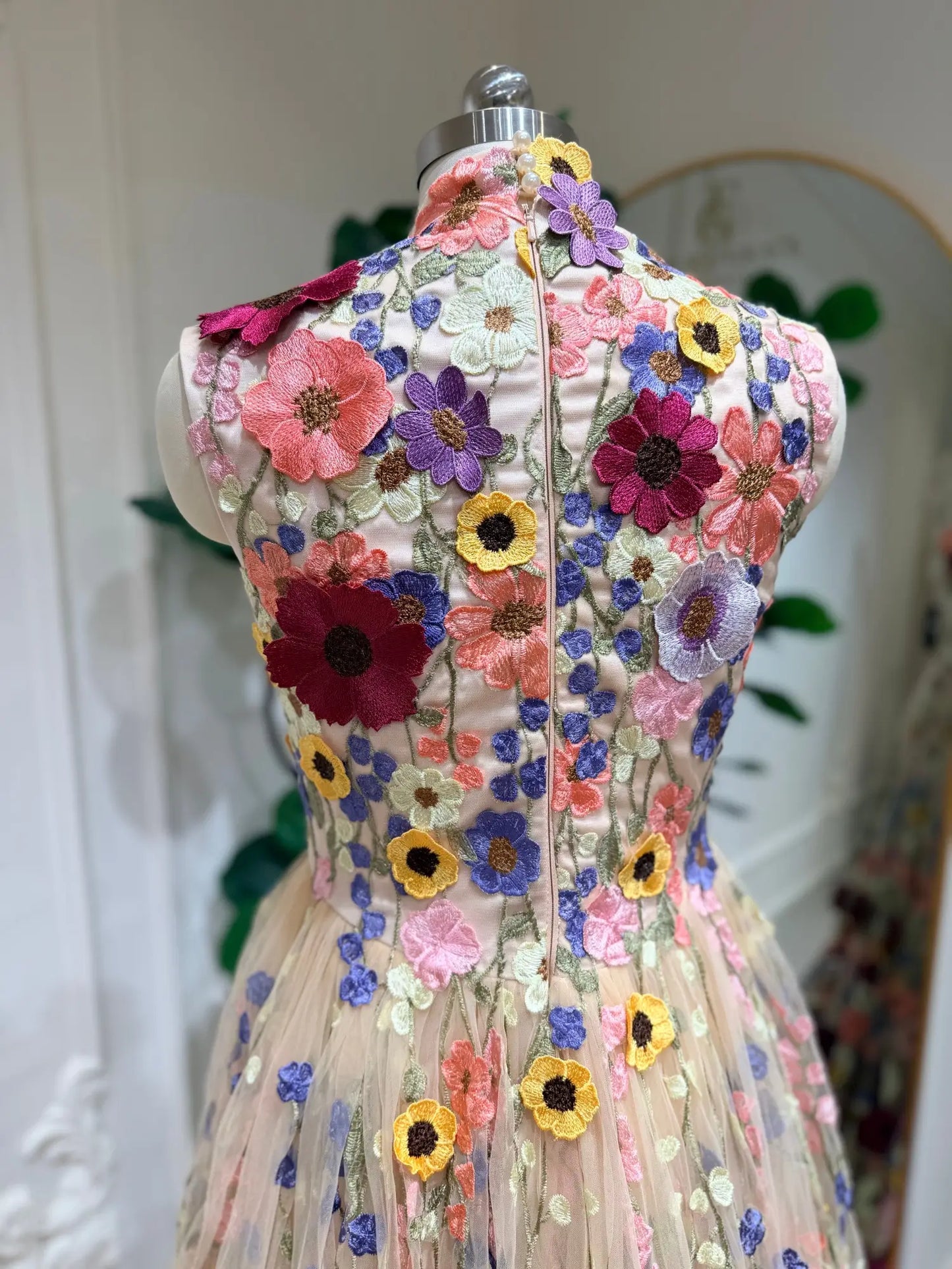 Celeste - High Neck Floral Embroidered Wedding Dress