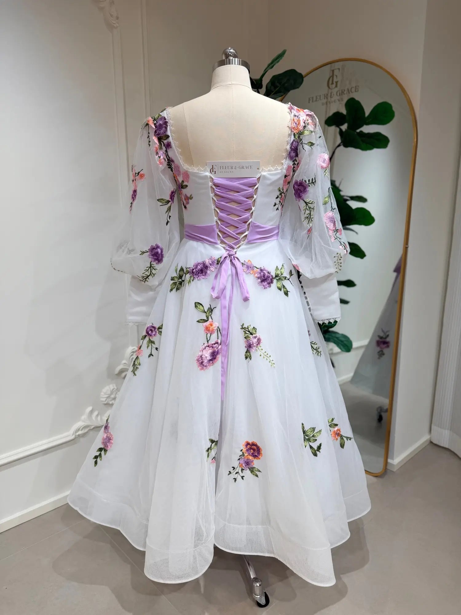 purple and white flower dress Zapaka Women Sweep Train Wedding with Veils Strapless Corset Beach A Line Bridal Dress with Slit, White Purple Flower Printed chiffon Lining NA-08.22.25AM dresses women graduation for Dress Length:60