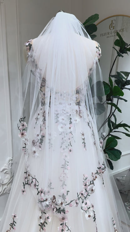 Kate – Colorful Floral Wedding Dresses Champagne Tulle Gown