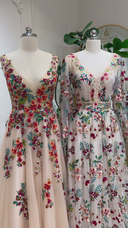 Monica - Colorful Wedding Dresses Floral Whimsical Bridal Gown